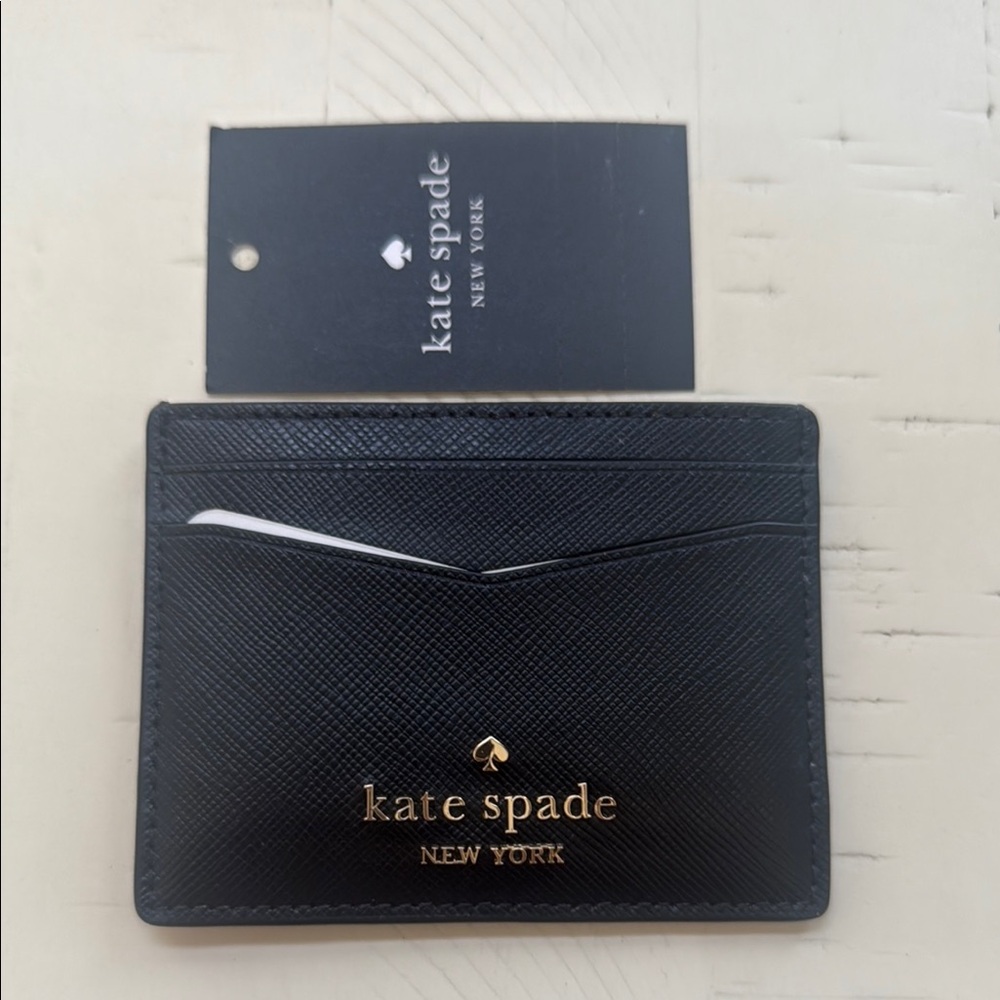 Kate Spade Black Card Holder with Gold Logo